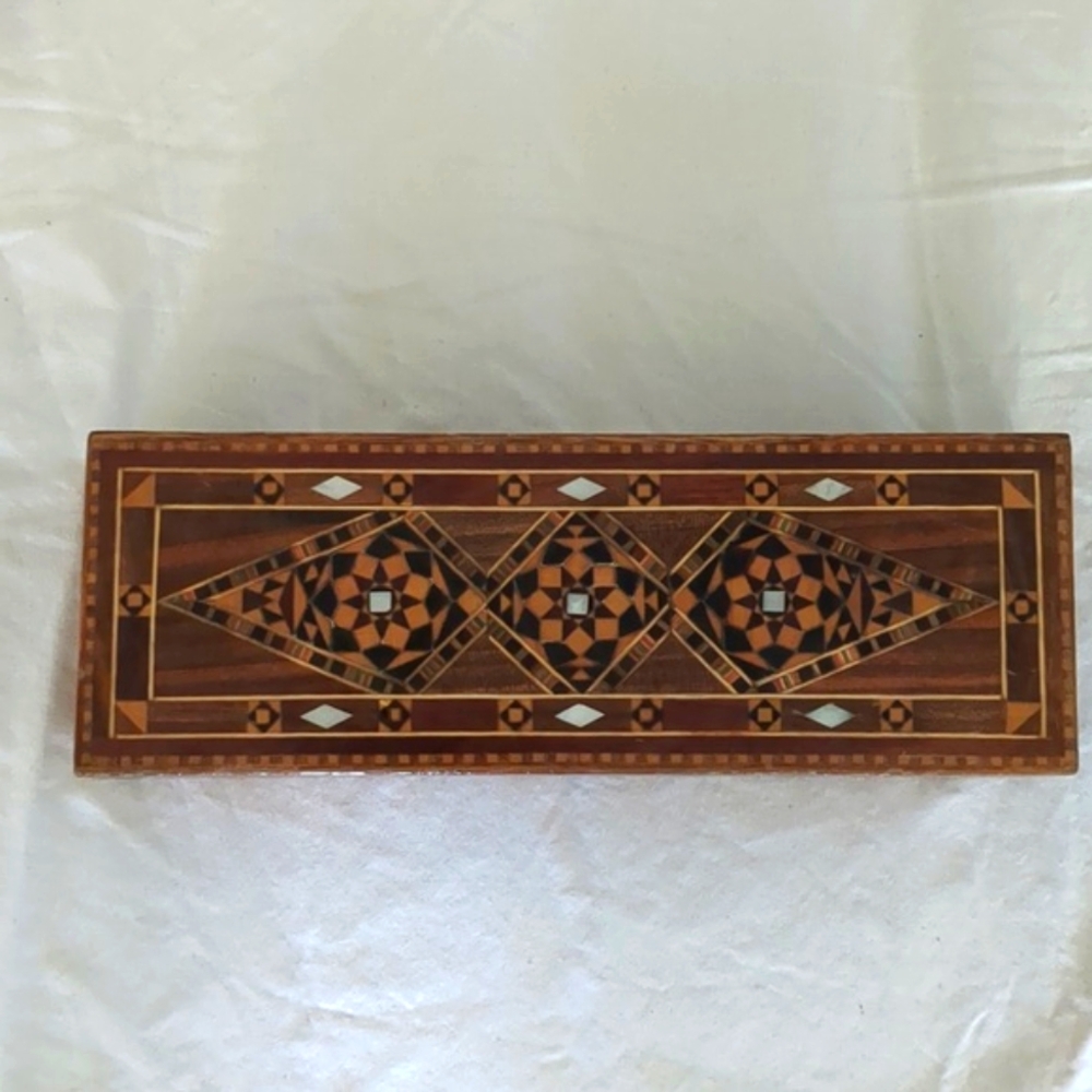 Vintage Syrian wooden inlaid box
